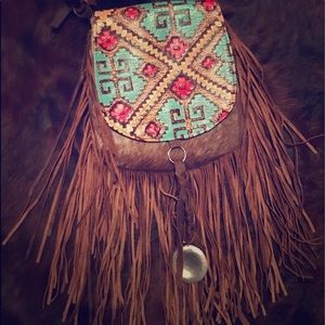 Cowhide leather cross body purse
